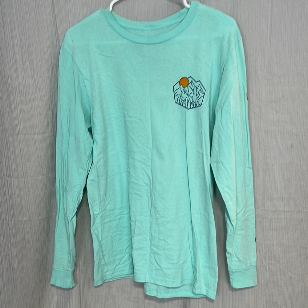 Green Long Sleeve Tee with Graphic Detail